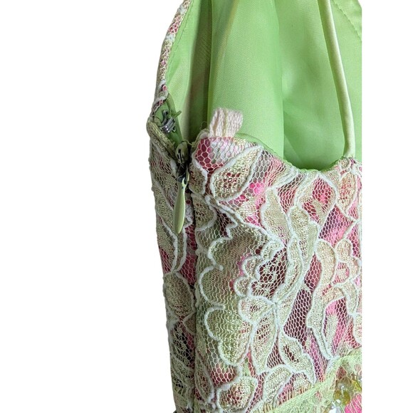 DAVE & JOHNNY by Laura Ryner Vintage Beaded Floral Lace Slip Dress 7 / 8 - Picture 10 of 13